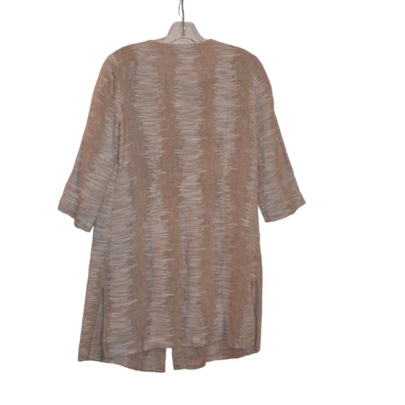 NIC+ZOE Linen/ Cotton Long Jacket Tan-White Buttons Ladies XS - Picture 9 of 9